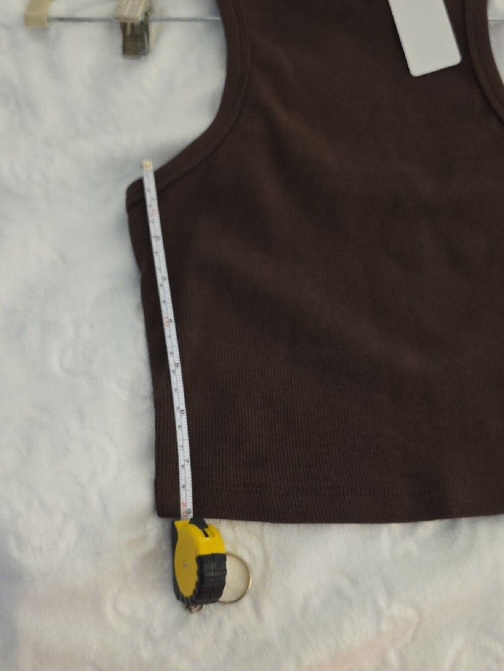 High-Neck Ribbed Crop Tank Top - Brown - Picture 8 of 11